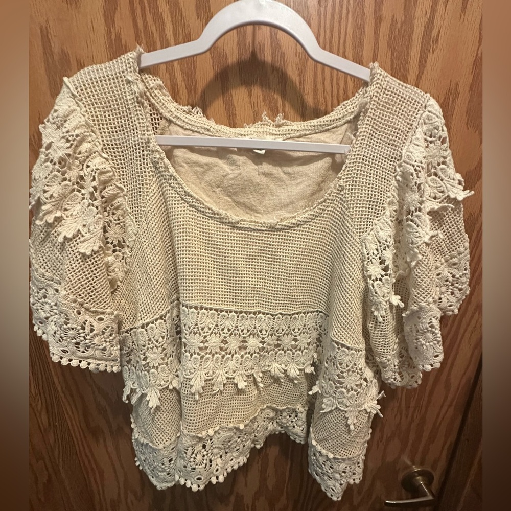 Oli & Hali Ivory Crochet Cropped Top